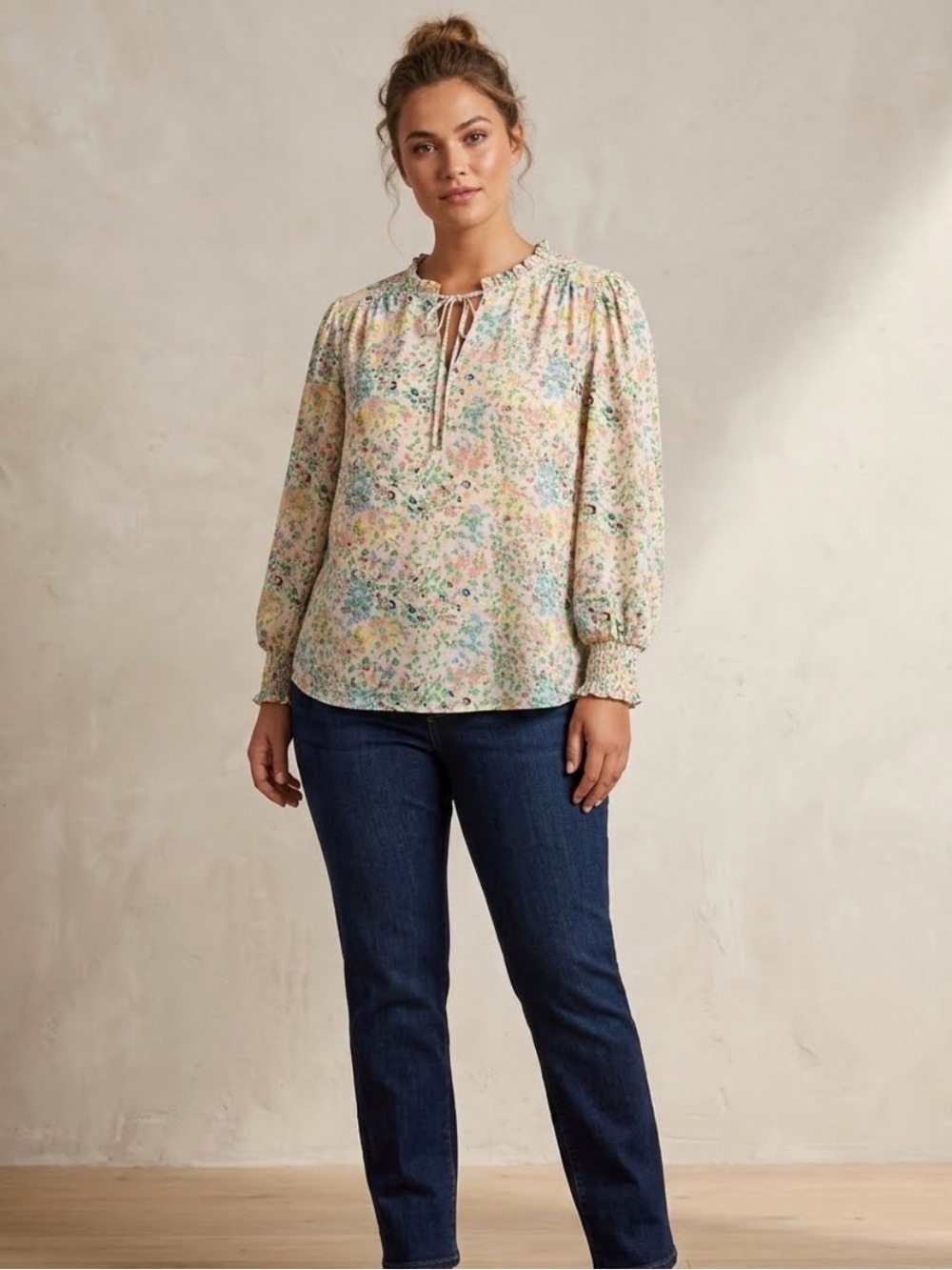 Carolina Belle Floral Print Long Sleeve Blouse - Medium